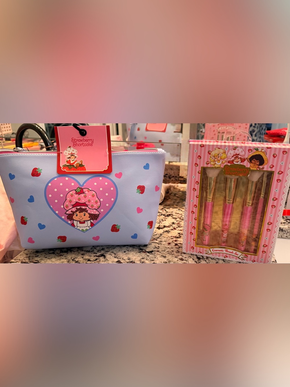 Strawberry Shortcake LOT Makeup Bag And Brushes NWT